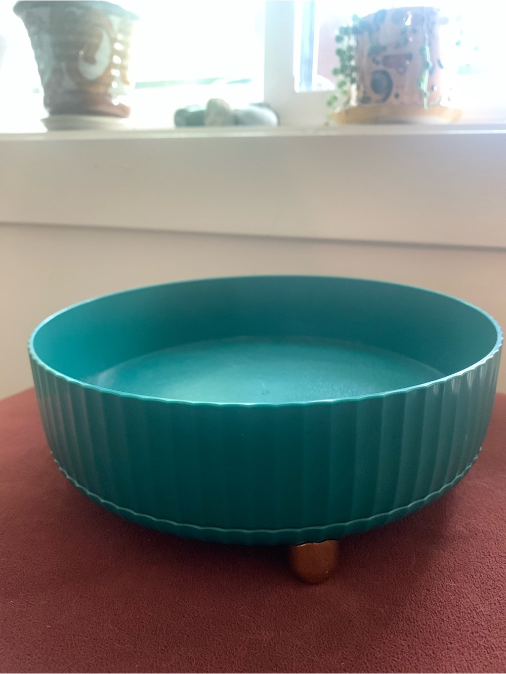 Lazy Susan for storage gold & turquoise